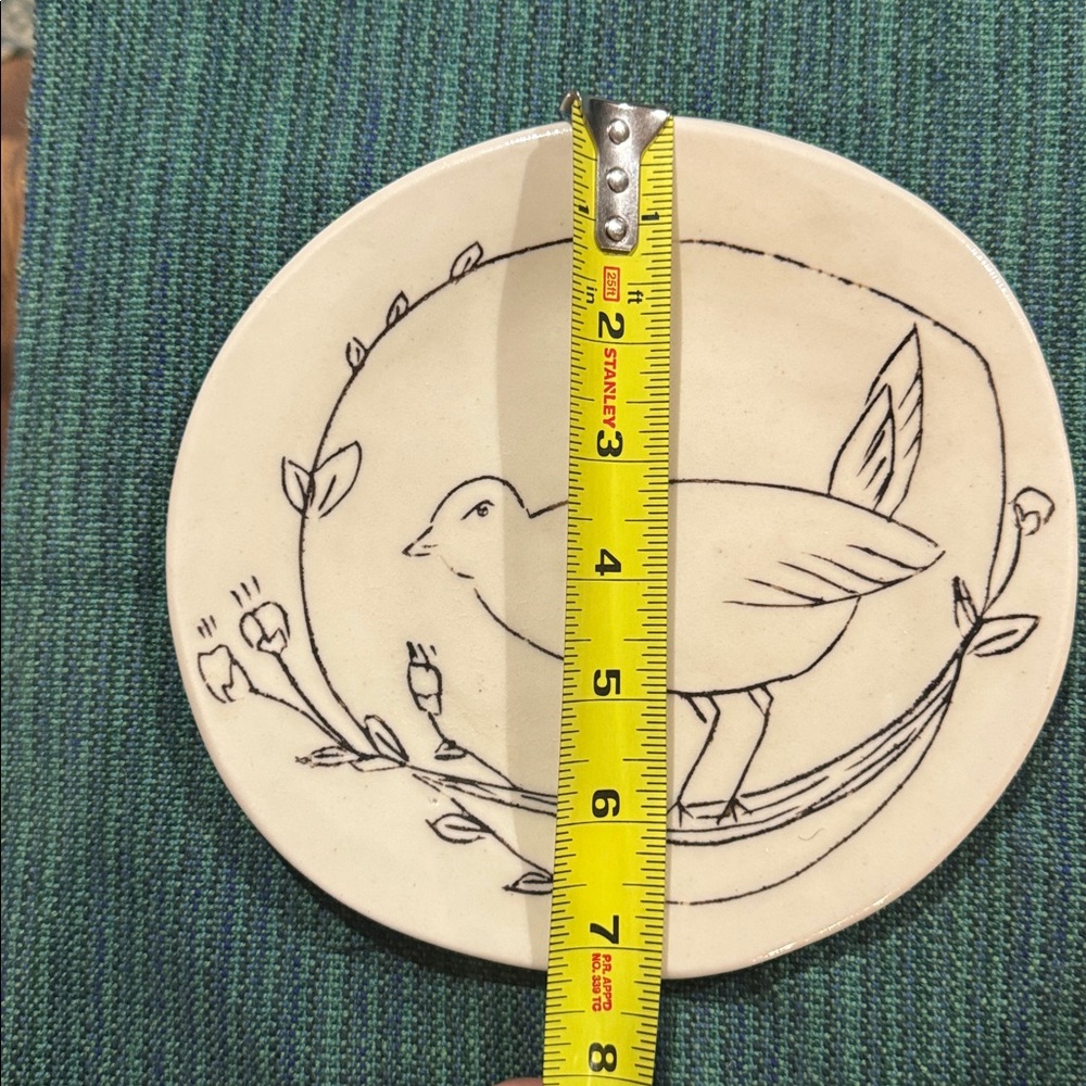 Handcrafted Ceramic Plate with Bird Design - Picture 3 of 5
